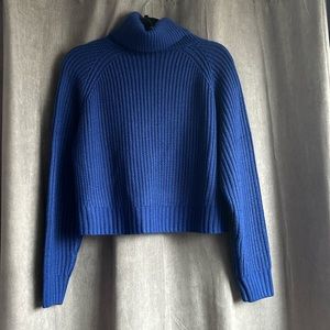 NWT: Blue Cropped Knit Turtleneck